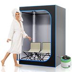 SereneLife Compact Portable Steam Sauna - Detoxify & Soothing Infrared Heated Body Therapy, Energy & Power-Efficient Design, Includes Folding Chair & Heated Foot Pad (Black)