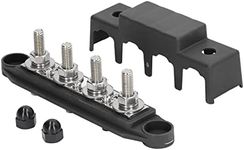 4 Post Power Distribution Block, 250Amp Marine Terminal Bus with Protective Cover, 4 Studs Distribution Block Busbar for Marine Boat Automotive RV, 12-48V (Black)