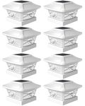 Davinci Lighting Renaissance Solar Outdoor Post Cap Lights - Includes Bases for 4x4 5x5 6x6 Posts - Bright LED Light - Pearl White (8 Pack)