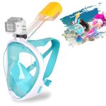 SENTAIMAO Full Snorkel Mask Full Face Snorkel Mask adult with Panoramic View/Anti-fog Anti-leak Design/Sports Camera Mount (green L/XL)