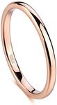 Greenpod 2mm Thin Tungsten Wedding Bands for Women Rose Gold Domed Slim Engagement Promise Ring Comfort Fit Size 7