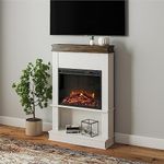 Ameriwood Home Mateo Electric Fireplace with Mantel and Open Shelf, Ivory Oak