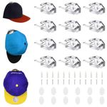 Omevett 12 Pcs Adhesive Hat Hooks for Wall Cap Holder for Baseball Caps Minimalist Hat Display Rack Hat Organizer Wall Mounted Cap Hangers Strong Hold for Bedroom Wall, Door, Closet or Office