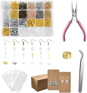 Earring Making Supplies Kit,PIOGHAX 4443pcs Earrings Making and Repairing with Earring Hooks, Jump Rings, Earring Post, Pliers, Tweezers, Jump Ring Opener for DIY Earring Making Kit