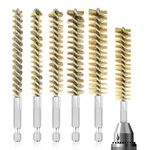 Aster Bore Brush Set, 6 Pieces Stainless Steel Bore Brush Bristles wire brush for drill Washing Polishing Tools with 1/4 inch Hex Shank Handle for Cleaning Rust, Auto, Corrosion, Tubes Holes(Copper)