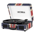 Victrola Vintage 3-Speed Bluetooth Suitcase Turntable with Speakers, UK Flag, 1SFA