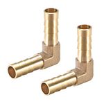 sourcing map 8mm Barb Brass Hose Fitting 90 Degree Elbow Pipe Connector Coupler Tubing 2pcs