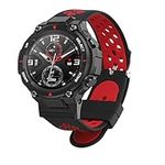 kwmobile Strap Compatible with Huami Amazfit T-Rex/T-Rex Pro Strap - Replacement Silicone Watch Band - Black/Red