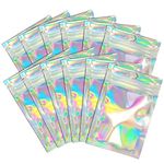 Trunple Smell Proof Bags & Resealable Foil Pouch Bag [100 PCS ] Great for Party Favor Food Storage Holographic Color 2.3 x 3 Inch