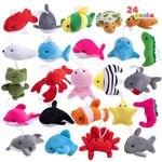 JOYIN 24 Pcs Mini Sea Animal Plush Toys, 3” Stuffed Sea Animal Bulk for Kids Birthday Party Favors, Basket Stuff, Pinata Fillers, Goodie Bag Fillers, School Prizes, Valentine's Day Party Supplies