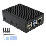 divtec™ Raspberry Pi 4 Aluminium Case, Passive Cooling RPI4 Model B - Black