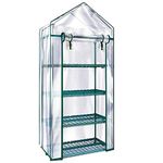 Hannah's Patio 4-Tier Shelves Mini Greenhouse, Serre Jardin, Warm Tight PVC Indoor Outdoor Clear Greenhouse Plant Flower Grow Tent Zipper Roll Up Front 27 in. L x 19 in. W x 63 in. H #G-4404