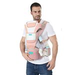 Motherly 6-in-1 Baby Carrier Bag for 6 to 36 Months, Kid - Kangaroo Style with Hip Seat for Comfort Carrying (Pink)