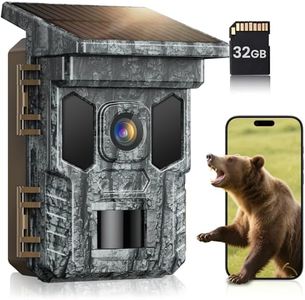 VIDVIS WiFi Solar Trail Camera, Rechargeable 4K 64MP Trail Cam with Night Vision Motion Activated Waterproof IP66, 0.2s Trigger Game Cam with 850nm Low Glow Infrared LEDs, 32GB SD Card