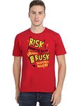 Crazy Punch Risk Edukurathu Ellam Enakku Rusk Saapidra Maadiri Men's Red Half Sleeve Tamil Movie Round Neck T-Shirt (Red, XX-Large)