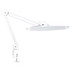 Neatfi XL 2,200 Lumens LED Task Lamp, 24W Super Bright Desk Lamp, 117 Pcs SMD LED, 51CM Wide Lamp, 4 Level Brightness, Dimmable, Eye-Caring LED Lamp (CCT with Clamp, White)