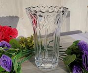 Pure Source India Glass Dimond Cut Flower Vase (Crystal Clear 9 Inch)