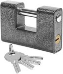 Kurtzy Heavy Duty Padlock with 4 Keys - Hardened Solid Steel Hardware Monoblock Lock - 12mm Thick Shackle - Protector Lock for Garage Door, Containers, Sheds, Shutters, Lockers, Gates and Warehouses