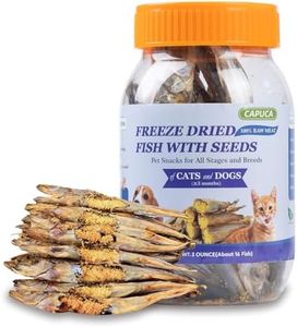 Freeze Dried Fish Dog Treats - Whole Capelin Fish Seeds Cats Treats Natural Single Ingredient Delicious Snacks Training Healthy Chews Food Pet Food No Fillers （3 Oz）