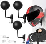 SANGMO 3 Pack 180° Motorcycle Helmet Rack, Rotation Metal Helmet Holder Wall Mount, Helmet Holder Bike with 2 Hooks Helmet Hanger for Motorcycle Bike Coats, Caps, Baseballs, Rugby Helmet(3 Pack)