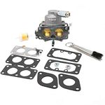 KIPA Carburetor for Briggs & Stratton 799109 799511 796606 V-Twin 44Q977 49M977 Engine John Deere Mower, with Carbon Dirt Jet Cleaner Tool Kit & Fuel Filter Mounting Gaskets