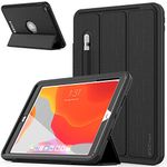 TECHGEAR D-FENCE Design For Apple iPad 10.2" 2021/2020 / 2019 9th, 8th, 7th Generation, Slim Shockproof Tough Rugged Protective Armour Smart Case + Stand, Schools Builders Workman Kids Case [Black]