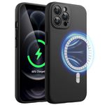 JETech Magnetic Silicone Case for iPhone 12 Pro Max 6.7-Inch, Compatible with MagSafe, Phone Cover with Camera Lens Full Protection (Black)