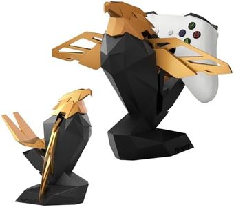 Micscrew Controller Holder for Xbox/PS/Switch – Celebrity Black & Gold Eagle Stand, Auto-Spreading Wings, Dual Placement, Scratch-Free Curved Tail Design