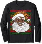 Black Happy Santa Long Sleeve Ho Ho That Melanin Tho Santa
