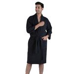 MYTRIDENT Bathrobes for Men, 240 GSM Urban Comfort Collection, 100% Cotton bathrobes for women, Soft, Perfect for Gym, Shower, Spa, Vacation, Large Size, Black Colour