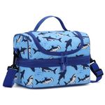 Lunch Bag for Kids,ChaseChic Insulated Lunch Boxes Bag Lightweight Water-Resistant Cooler Bag for Boys Girls in Dual Compartment Leak-Proof Lunch Organizer Blue Shark