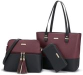 Woodland Leathers black handbags for women, Women handbags & shoulder bags, Cross body bag and clutch bag for women and girls. Small women's totes Faux Leather for all occasions (Burgundy Black)