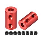 uxcell 5mm to 5mm Bore Rigid Coupling Set Screw L20XD12 Aluminum Alloy,Shaft Coupler Connector,Motor Accessories,Red,2pcs