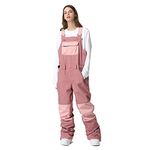 Women and Mens Snow Bibs Adjustable Overalls Pants Snowboard Bib Hiking Climbing Insulated Ski Pants(Rose,L)