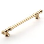 Amerdeco 6 Pack Brushed Brass Cabinet Pulls 128mm Hole Center Cabinet Hardware Gold Kitchen Cabinet Handles for Bathroom Drawer Pulls Dresser Pulls UK0017