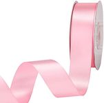 IHKFILAN Double Face Satin Ribbon 1Inchx25Yards Double Sided Solid Polyester Ribbon for Gift Wrapping Party Hair Braids Bow Shower Decoration Floral Arrangement Craft Supplies (Rosepink)