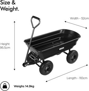 VonHaus Garden Dump Cart – 75L Tipping Wheelbarrow Wagon, 250kg Load