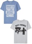 The Children's Place Boys Short Sleeve Graphic T-Shirt, Genius/Best Friends 2-Pack Single, Medium