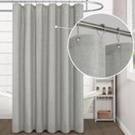 Grey Shower Curtain,Linen Fabric Boho Hotel Style Collection Shower Curtains for Bathroom,Set with Hooks,Light Gray,72 Inch