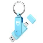 MOSDART 512GB Fast USB C Dual Flash Drive with Keychain - 2 in 1 OTG USB 3.1 Type-C Thumb Drive Memory Stick for USB-C Android Phones, iPhone 15, MacBook, iPad, Computers and More, Light Blue