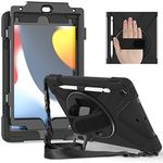 ORIbox Corsair Case for iPad 7th and iPad 8th and iPad 9th Gen [10.2 Inch], Heavy Duty Rugged Protective, 3 in 1 Shockproof Bumper with 360° Kickstand/Hand Strap, Corsair Black