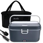 Aotto Electric Lunch Box Food Heater Warmer 90W Fast Heating - 2L Larger Heated Lunch Box Adults Portable Lunch Warmer for Car/Truck/Office 12V/24V/220V 3-in-1, Insulated Bag & 304 SS Container (Grey)
