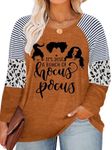 Plus Size Funny Halloween Shirts for Women Halloween Raglan Baseball Tee Shirt Top Plus Size, Leopard/Orange, 3X-Large