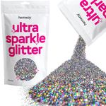 Glitter Gun Metal Grey Holographic Ultra Sparkle Sequins Nail Face Festival Christmas Halloween Makeup Chunky 100g / 3.5oz