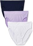 Warners Women's Allover Breathable Hi-Cut Panty, Lavender Macaron/White/Navy Ink, Large