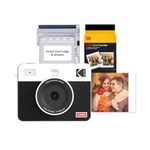 KODAK Mini Shot 3 Retro 4PASS 2-in-1 Instant Camera and Portable Photo Printer (7.6 x 7.6 cm) plus Package with 38 Sheets, White