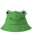 ADAKEL Frog Bucket Hat Cute Cotton Bucket Sun Hat Wide Brim Fisherman Hat for Adult Women Girls