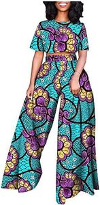 Private Black African Suits for Women Short Sleeve Crop Top and Pants 2 Piece Set Outfits Dashiki Plus Size Casual Tracksuit, 618, X-Large