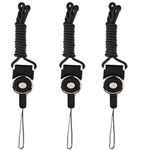 iBarbe 3Pcs Detachable Cell Phone Neck Lanyard Strap - Ideal for Cellphone,ID Card Badge,Camera,iPod,Mp3,PSP,USB Flash Drive and Any Other Electronic Devices with a Lanyard Hole-Black