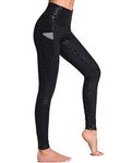 Dragon Fit High Waist Yoga Leggings with 3 Pockets Tummy Control Workout Running Yoga Pants for Women (Medium, Black Leopard)